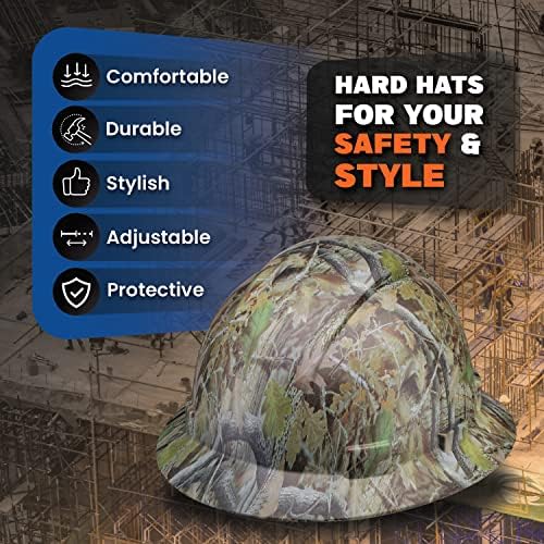 Acerpal Full Rid Hard Hat Osha Graction Worksed Одобрена безбедносна кацига, шумско камо, камуфлажа на прилагодени дизајни тврди капи,