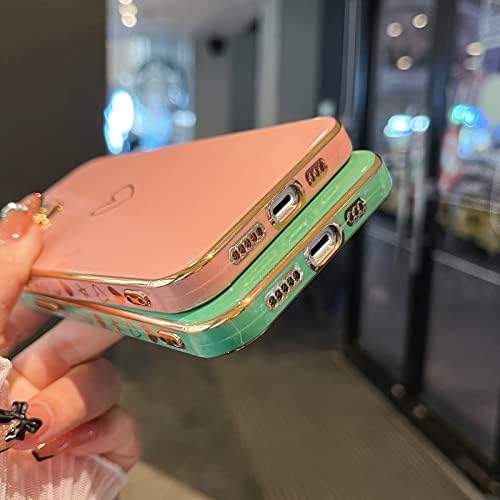 Skyseao Компатибилен со iPhone 14 Case Clows, луксузно позлатено срце случај за жени девојки, мека TPU целосна фотоапаратна заштитна