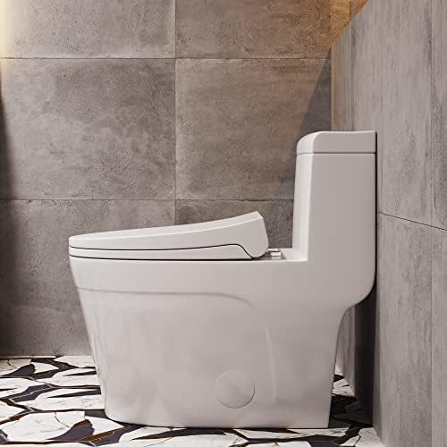 Швајцарски Медисон Кан едноделен издолжен вител со тоалети со двојно-флеш 1.1/1,6 gpf, сјајно бело