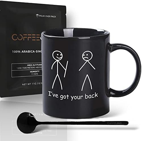 Кафе на нас - Ја добив вашата грб керамичка кригла од кафе 11oz - Смешна кафе кригла за жени и мажи - Нова чаша за кафе со изреки - совршен