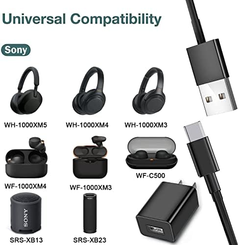 5V AC Адаптер USB C Слушалки Полнач Кабел За Sony WH-1000XM5 1000XM4 1000XM3, КОЈ 710N, H910N WF-1000XM4 1000XM3, C500 WI-1000XM2