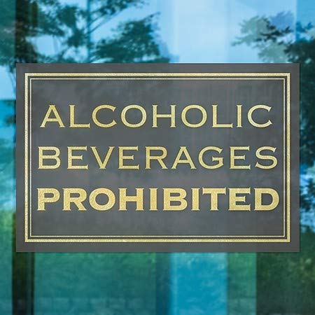CGSignLab | Забранети Алкохолни Пијалоци-Класичен Златен Прозорец За Прицврстување | 18x12