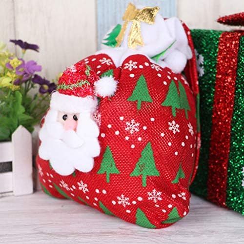Нуобести Торби За Подароци На Дедо Мраз 3 парчиња Божиќни Чанти Божиќни Торби За Бонбони Ткаенина Дедо Мраз Снешко Вреќа За Подароци Вреќа За
