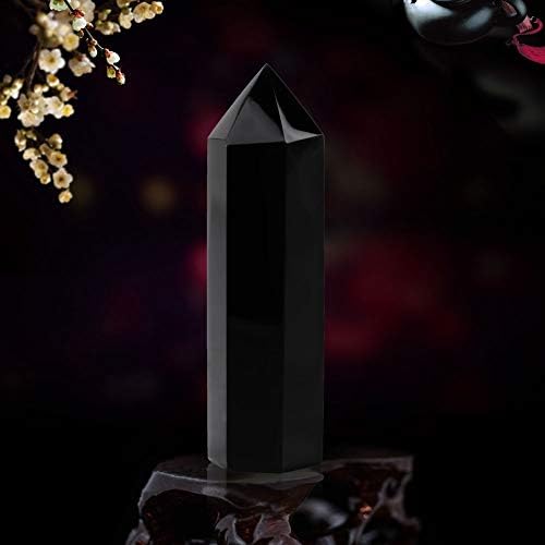 Црн опсидијан, лековити кристали камења кристално стапче кула Природни кварцни точки Хексагонален скапоцен камен Реики Медитација Чакра биланс