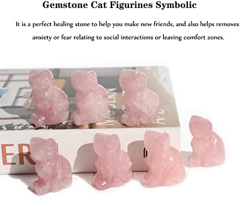 Wemeki Gemstone Cat Stone 1pc, 1,5 инчи рачна врежана кристална мачка животинска фигура природно заздравување кристал седење мачка среќа