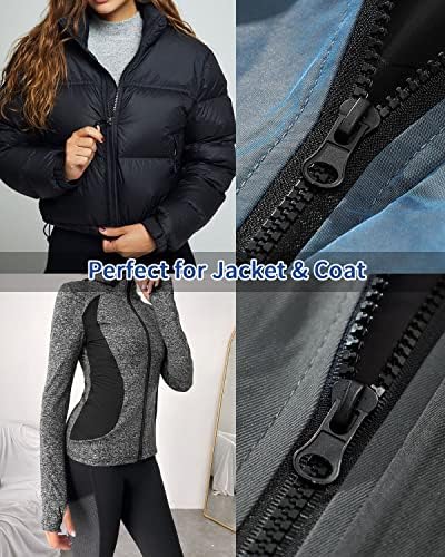 Зимпер на бранови од 24 инчи, 5 издржлив патент за јакна, замена на црниот пластичен палто, раздвојување патент за палто, долу јакна,