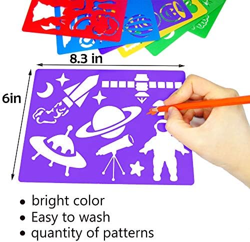 Haddiy Kids цртаат матрици сет, 20 парчиња пластични матрици комплет 300+ обрасци за цртање шаблони за девојчиња и момчиња подароци