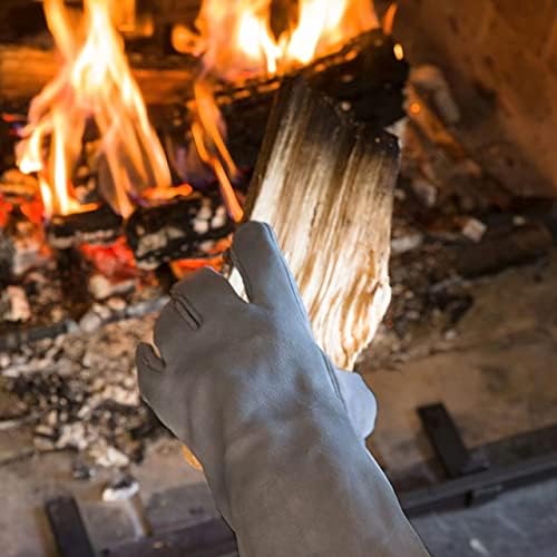 Нараквици за заварување на атерет 14 инчи кожни ракавици отпорни на топлина/оган за миг, тиг, скара, кампување, печка, тенџере, камин