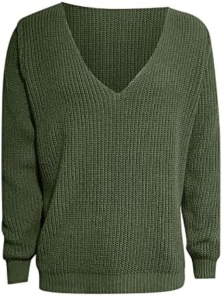 Dudubaby Машка плетена фустан џемпер обичен V-врат тенок фит пулвер плетенка за памучни џемпери со јака од јака