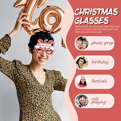 Очили за деца од Претизум 4 парчиња Фото штанд реквизити Божиќни очила сјајни забави Оради за очила за очила за Божиќни забави