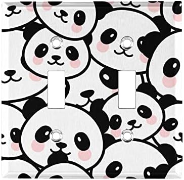 Vantaso Switch Cover wallидна плоча симпатична цртана панда животни 2 банда двојно вклучување на декораторот Излез Плоча Стандардна