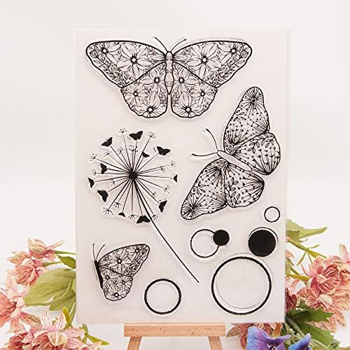 Цвеќиња од глуварче Арбуја, пеперутка посакува јасни марки за правење картички за украсување и белешка од DIY