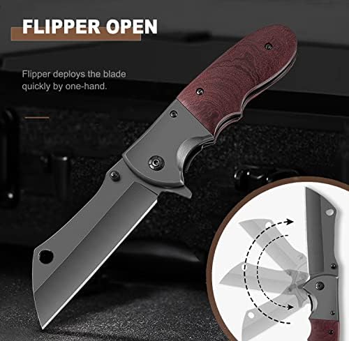 Pocketеб нож за мажи, нож за преклопување на ЕДЦ со клип, ножеви од џеб со клејвер со лагерно заклучување, остар тактички нож за опстанок на отворено,