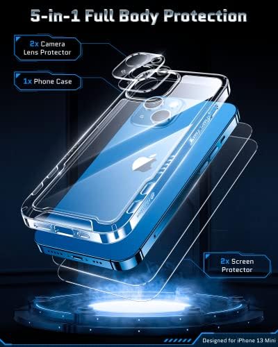 Humixx [4 во 1] Спорт Силиконски Бендови Се Вклопуваат За Apple Види Бенд &засилувач; [5-во-1] Shockproof Дизајниран за iPhone 13 Мини Случај со 2 Пакет Темпериран Екран Заштитник+2 Паке