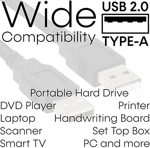 CMPLE USB 2.0 Машки До Машки Кабел СО Голема Брзина USB 2.0 А До А Продолжен Кабел За Пренос На Податоци - 3 Стапки, Црно