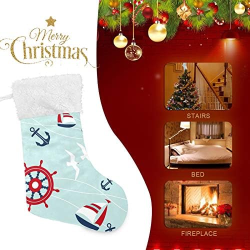ТАРТИЦИЈА божиќни чорапи 1 пакуваат големи 18 во Божиќни чорапи со наутички елементи камин што висат Божиќни чорапи Персонализирана декорација