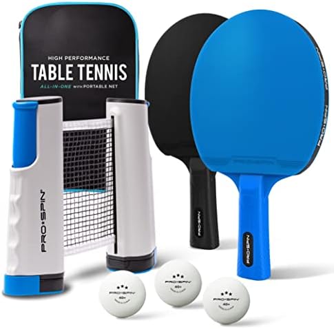 Pro-Spin Ping Pong Poondles 2-Player Set & Portan Ping Pong Balls Boolds | Ултра-комфор сет со врвни рекети за тенис на табели | 3-starвездички пинг-топчиња | Компактна кутија за складирање | Лесно пату?
