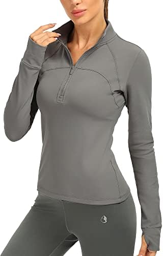 Изизон руно нареди полу -зип пулвер за жени со дупки со палецот, атлетски тренингот топли јакни