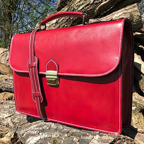 15 рачно изработена италијанска црвена чанта Дизајнер за кожни лаптоп лаптоп портфолио торба за месинџер