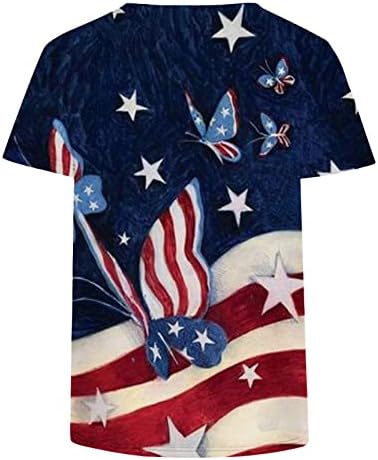Кошули со американско Знаме За Жени На 4 јули Блузи Со Графички Маици Со Кратки Ракави Со Кратки Ракави Со Кратки Ракави Со Обични Ѕвездени