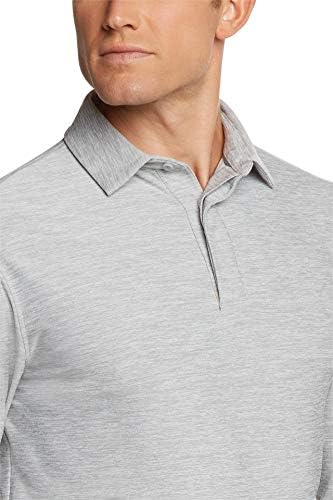 Машка суво вклопна кошула за голф со долг ракав - Брзи суви поло маици - UPF 30, истегнување ткаенина
