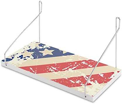 Ретро американско знаме со wallид од дрво, лебдечки полици за складирање на wallидови за кујна за перални за перење бања кујна кујна