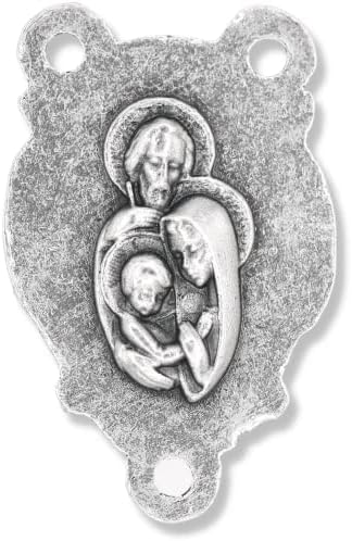 Масовно пакување од 5 - Свето срце на Исус/Свето Семејно конектор за конектор, 7/8 Сребрена оксидирана завршница направена во Италија,