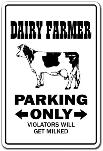Млечни Земјоделец Алуминиум Знак Паркинг Алуминиум Знаци Фарма Трактор Крави Кокошки Јајца Млеко Јајце | Внатрешен/Надворешен | 14 Висок