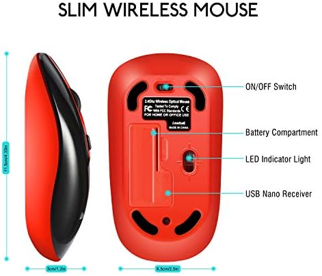 Безжичен Компјутерски Глушец со олово, 2,4 G Пренослив Тенок USB Глушец, Лаптоп Глувче Со Тивок Клик Со Една Batt Батерија 3 Прилагодливи