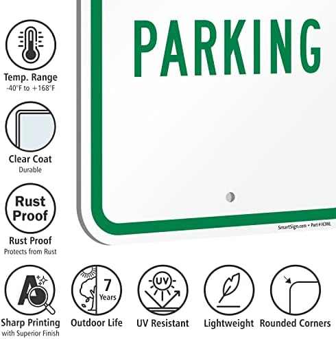 SmartSign Резервиран знак за паркирање - 2 пакет, 18 x 12 инчи, алуминиумски композит дебел 2мм, пред -дупчат дупки, зелени и бели