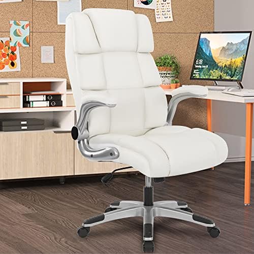 Крејм канцелариски стол со потпирачи за потпирачи за рака, извршен стол вртање вртејќи се тркалање со кожени столчиња за домашни биро