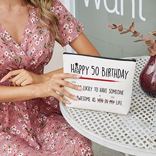 50-Ти Роденденски Подароци За Жени Среќен Роденден Торба За Шминка Смешни Роденденски Украси Торба За Подароци За Нејзината Мајка
