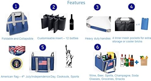 Носач на вино, Склоплива Кутија За Складирање Шишиња 12, Кади За Шишиња За Одмор , Купување Намирници, Торба За Вино, Гајба За Алкохол