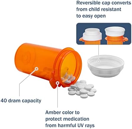 Пилула за дози, медицина, витамин контејнер и шишенце, 40 складирање на ДРАМ, капа за отпорни на деца
