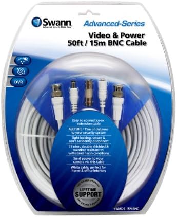 SWANN SWADS-15MBNC-GL SWANN VIDEO и кабел за напојување од 50 метри за CCTV камера
