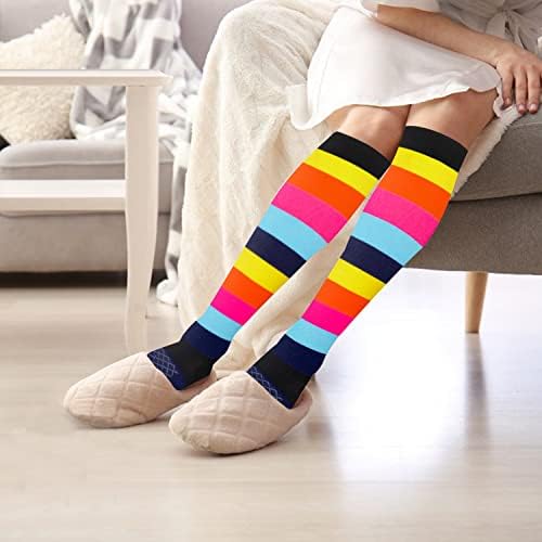 Чорапови за компресија на Yeug за жени Циркулација на мажи 15-20 mmhg колено високо чорап најдобро за медицински, трчање, медицински сестри, патувања,