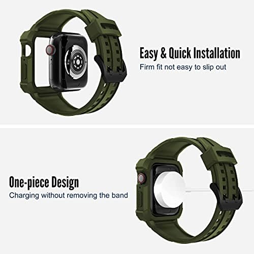 GELISHI Компатибилен со Apple Watch Band 41mm 40mm 38mm, Мажи Солиден Заштитен Случај Браник Со Спортски Бенд Воен Ударен Случај За Гледајте