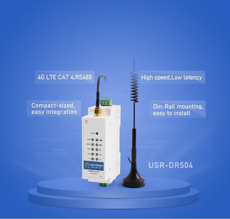 USR-DR504-G DIN Rail RS485 Индустриски мобилни модеми за апликации M2M и IoT x 1 сет