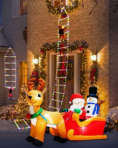 Toodour LED Божиќни светла - 10 -ти Божиќни декоративни светла со скалила со Дедо Мраз, Божиќни украси Светла за затворено, прозорец,