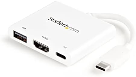 Startech.com USB -C до HDMI адаптер - бел - 4K 30Hz - Thunderbolt 3 компатибилен - со испорака на електрична енергија - USB C dongle