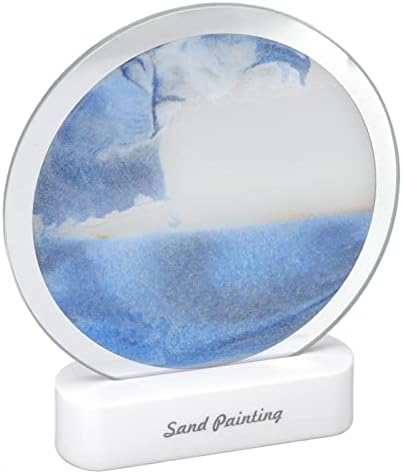 Поместување на песочна уметност декор ламба, сликање на тркалезно стакло стакло песочни песочни песоци 3Д длабок морски песок уметност