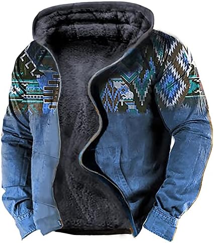 Зимски јакни Xiaxogool, машка шерпа наредена јакна од руно худи целосна поштенска топла нејасна ветровитска палта со моторни јакни