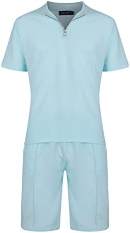 Машка цврста боја Едноделен четвртина од четвртина пакет со кратки ракави Поло-појас Еластични кошули за личност