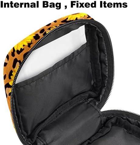 Сончоглед леопард печати торби за санитарни салфетки, менструална чаша торбичка носител на подлога за медицинска сестра за жени тинејџерки,