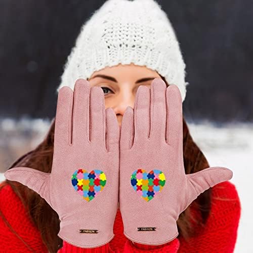 Свесност за аутизам срце женски руно зимски нараквици топли ракавици на допир на екранот на допир на екранот на допир