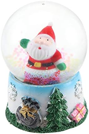 Wakauto Божиќни снежни глобуси смола ноќна светлина светска светлина музичка кристална топка светлечка стаклена топка Божиќна десктоп