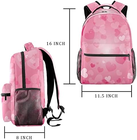 Розови ранец на срцето момчиња девојчиња училишна книга торба за патувања пешачење за кампување дневен пакет