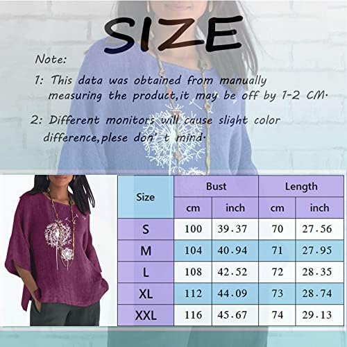 Врвна брза сува удобност блуза за жени лето памук врвот мода плус големина маичка тркалезна јака среден долг ракав
