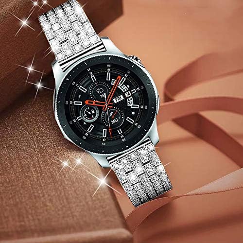ДИЛЕЛЕ Бендови Компатибилни Со Samsung S3 / Galaxy Watch 3 / Galaxy Watch 46mm, 22mm Rhinestone Дијамантски Метален Ремен Замена За Huawei
