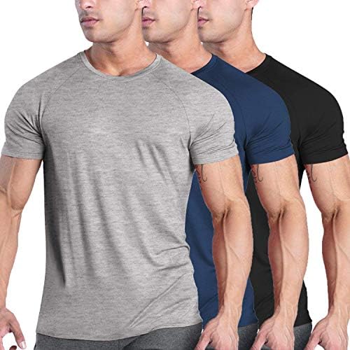 Коофанди машки 3 маички за тренингот со кратки ракави салата за бодибилдинг мускулни кошули основни слоеви фитнес фитнес врвови врвови